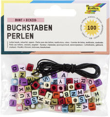 folia Buchstaben-Perlen, eckig, 100 Stück, weiß