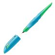 Ergonomischer Schulfüller für Rechtshänder mit Standard-Feder M - STABILO EASYbirdy in himmelblau/grasgrün - Einzelstift - inklusive Patrone - Schreibfarbe blau (löschbar)