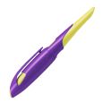 Ergonomischer Schulfüller für Rechtshänder mit Standard-Feder M - STABILO EASYbirdy in violett/gelb - Einzelstift - inklusive Patrone - Schreibfarbe blau (löschbar)