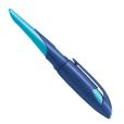 Ergonomischer Schulfüller für Linkshänder mit Standard-Feder M - STABILO EASYbirdy in mitternachtsblau/azur - Einzelstift - inklusive Patrone - Schreibfarbe blau (löschbar)