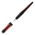 Schulfüller mit Linkshänder-Feder L - STABILO EASYbuddy in schwarz/rot - Schreibfarbe blau (löschbar) - Einzelstift - inklusive Patrone