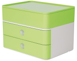 HAN SMART-BOX PLUS ALLISON – kompakte Design-Schubladenbox mit 2 Schubladen und Utensilienbox mit Deckel, lime green, 1100-80