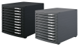 HAN Schubladenbox CONTUR – modernes und modular erweiterbares Schubladensystem, mit 10 geschlossenen Schubladen bis Format DIN B4, schwarz, 1510-13