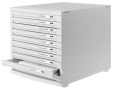 HAN Schubladenbox CONTUR – modernes und modular erweiterbares Schubladensystem, mit 10 geschlossenen Schubladen bis Format DIN B4, lichtgrau, 1510-11