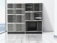 HAN Schubladenbox CONTUR – modernes und modular erweiterbares Schubladensystem, mit 10 offenen Schubladen bis Format DIN B4, lichtgrau-dunkelgrau, 1510-0-19