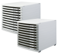 HAN Schubladenbox CONTUR – modernes und modular erweiterbares Schubladensystem, mit 10 offenen Schubladen bis Format DIN B4, lichtgrau, 1510-0-11