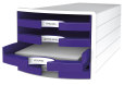 HAN Schubladenbox IMPULS 2.0 – innovatives, attraktives Design in höchster Qualität. Mit 4 offenen Schubladen für DIN A4/C4, weiß-lila, 1013-57