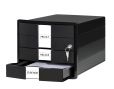HAN Schubladenbox IMPULS – modernes Gehäusedesign für Papierformate DIN A4/C4. Mit 3 geschlossenen Schubladen und Schloss, inkl. Einsatz, schwarz, 1018-13
