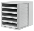 HAN Schubladenbox SCHRANK-SET – attraktives Design für Unterlagen bis DIN C4, mit 5 offenen Schubladen, lichtgrau, 1401-11