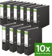 Original DINOR Ordner-Wolkenmarmor-Recycling - Made in Germany. 10er Pack 8 cm breit DIN A4 schwarz Aktenordner Briefordner Büroordner Pappordner Schlitzordner Grüner Balken Blauer Engel