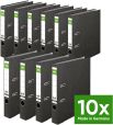 Original DINOR Ordner-Wolkenmarmor-Recycling - Made in Germany. 10er Pack 5 cm breit DIN A4 schwarz Aktenordner Briefordner Büroordner Pappordner Schlitzordner Grüner Balken Blauer Engel