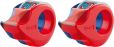 tesa 2x 57858 Handabroller Mini klar (2 Stück), Blau-Rot