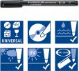 STAEDTLER permanent Marker Lumocolor, schwarz, F-Spitze Linienbreite ca. 0,6 mm, wisch- und wasserfest, Made in Germany, nachfüllbar, lange Lebensdauer, 10 Universalstifte im Kartonetui, 318-9
