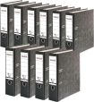 Original Falken 10er Pack Recycling-Ordner Wolkenmarmor. Made in Germany. 8 cm breit DIN A4 schwarzer Rücken Ringordner Aktenordner Briefordner Büroordner Pappordner CO2-Neutral Blauer Engel