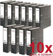Original Falken 10er Pack Recycling-Ordner Wolkenmarmor. Made in Germany. 8 cm breit DIN A4 schwarzer Rücken Ringordner Aktenordner Briefordner Büroordner Pappordner CO2-Neutral Blauer Engel