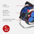 Brennenstuhl Garant Kompakt IP44 Kabeltrommel (15m Kabel in blau, Spezialkunststoff, kurzfristiger Einsatz im Außenbereich, Made in Germany)