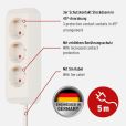 Brennenstuhl 1158610050 Eco-Line Steckdosenleiste 3-fach weiß 5m H05VV-F 3G1,5 3-fach Verteiler ohne Schalter