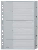 LEITZ Kunststoff-Register, Zahlen, A4 Überbreite, 1-20, grau