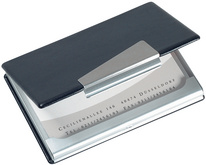 sigel Visitenkarten-Etui Alu/Lederoptik, silber / schwarz