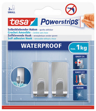 tesa Powerstrips Haken ZOOM WATERPROOF Large, Metall, silber
