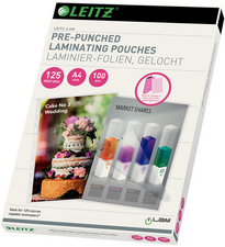 LEITZ Laminierfolientasche, DIN A4, Abheftlochung, 160 mic