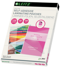 LEITZ Laminierfolientasche, DIN A4, selbstklebend, 160 mic