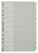 LEITZ Mylarkarton-Register, Zahlen, A4, 1-20, 20-teilig,grau