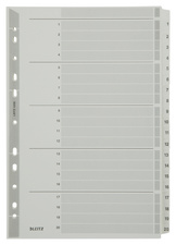 LEITZ Mylarkarton-Register, Zahlen, A4, 1-20, 20-teilig,grau