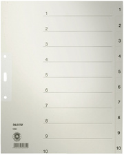 LEITZ Tauenpapier-Register, Zahlen, A4 Überbreite, 1-20,grau