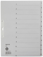 LEITZ Tauenpapier-Register, Zahlen, A4 Überbreite, 1-20,grau