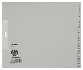 LEITZ Tauenpapier-Register, Zahlen, A4 Überbreite, 1-25,grau