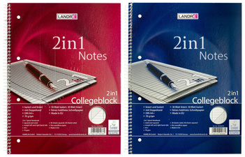 LANDRÉ Collegeblock 2in1, DIN A4+, zwei Lineaturen, 80 Bl.