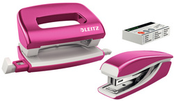 LEITZ Heftgerät- & Locher-Set Mini Nexxt WOW, perlweiß