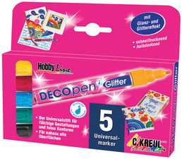 KREUL Acrylmarker Hobby Line Deco Pen Glitter, 5er-Set