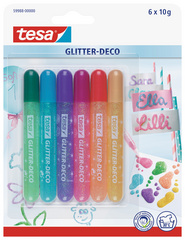 tesa Glitzerkleber Glitter Deko Tube, Inhalt: 6 x 10 g