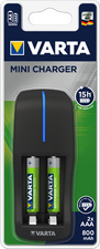 VARTA Ladegerät Mini Charger, mit 2 x AAA Akkus, 800 mAh