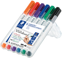 STAEDTLER Lumocolor Whiteboard Marker, 6er Etui 341 WP6 (Universalspitze für variable Strichbreiten (ca. 1 - 2 mm), trocken und rückstandsfrei abwischbar, schnelltrocknend, hohe Qualität, ideal für Memoboards)