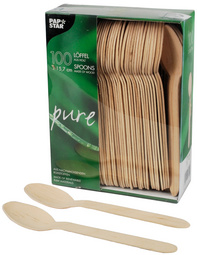 PAPSTAR Holz-Löffel pure, Länge: 157 mm, 100er
