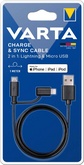 VARTA Ladekabel & Datenkabel 2in1 Micro USB/MFI Lightning