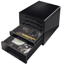 LEITZ Schubladenbox WOW CUBE, 5 Schübe, schwarz/dunkelgrau