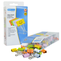 RAPESCO Foldback-Klammer, (B)19 mm, gelb, Smiley, 80 Stück