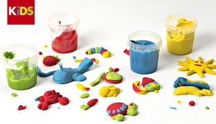 Marabu KiDS Spielknete-Set, 4er Basisfarben