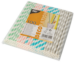 PAPSTAR Papier-Trinkhalm Stripes, 200 mm, schwarz/weiß