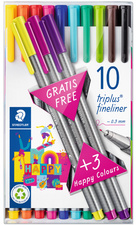 STAEDTLER Fineliner triplus BRILLIANT COLOURS, 10+3 Etui