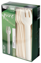 PAPSTAR Papier-Gabeln pure, Länge: 155 mm, weiß, 100er