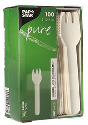 PAPSTAR Papier-Kuchengabeln pure, Länge: 127 mm, weiß