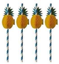 PAPSTAR Papier-Trinkhalm Pineapple, 200 mm, blau/weiß