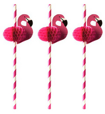PAPSTAR Papier-Trinkhalm Flamingo, 200 mm, pink/weiß