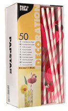 PAPSTAR Papier-Trinkhalm Flamingo, 200 mm, pink/weiß