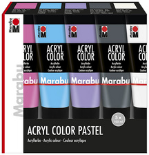 Marabu Acrylfarbe AcrylColor PASTELL, 5er Set
